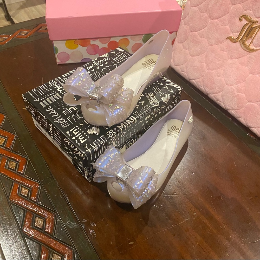 Melissa Kids Shoes with Glitter Bow, Size 11